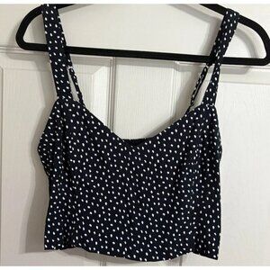 Hollister Cropped Navy With White Polka Dots Large Top NWT Adjustable Straps
